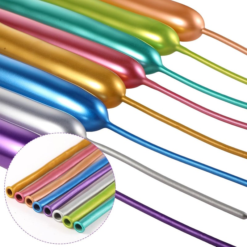 Sratte 200 Pcs Graduation 260 Long Balloons Mixed Colors Thickening Latex Long Twisting Animals Balloons for Arch Garland Birthday Wedding Party DecorationMetallic Colors - Image 3