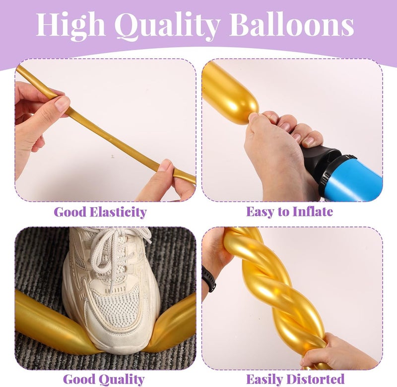 Sratte 200 Pcs Graduation 260 Long Balloons Mixed Colors Thickening Latex Long Twisting Animals Balloons for Arch Garland Birthday Wedding Party DecorationMetallic Colors - Image 5