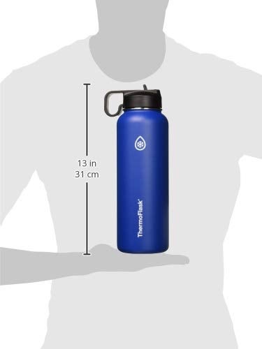 ThermoFlask 40 oz Double Wall Vacuum Insulated Stainless Steel Water Bottle with Spout and Straw Lids, Cobalt - Image 3