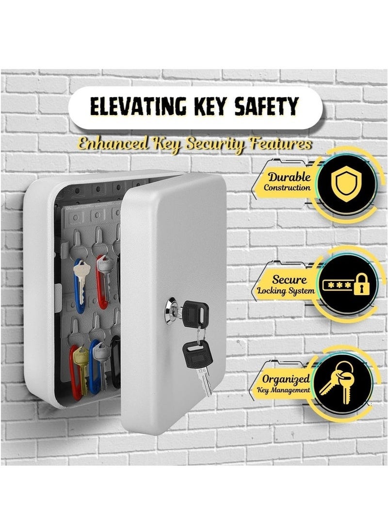 خزائن المفاتيح - صندوق قفل 48 مفتاحًا لمفتاح المنزل - صندوق مفاتيح من مادة الحديد للتعليق على الحائط مع خطافات وملصقات للمفاتيح - صندوق منظم للمفاتيح وخزينة لتخزين مفاتيح السيارة والعقارات - Image 4