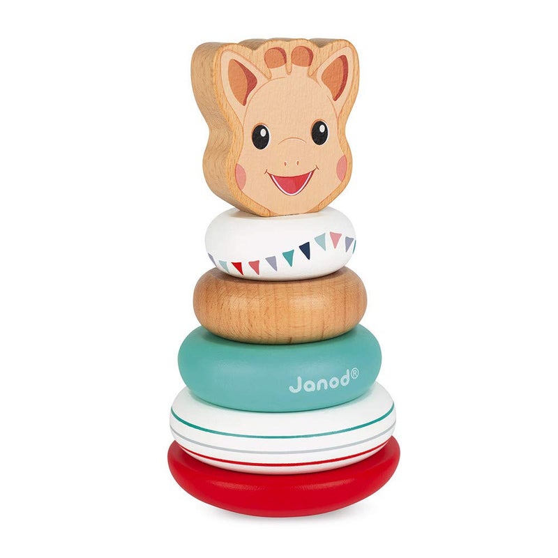 Janod Sophie La Girafe 6 pc Wooden Stackable RolyPoly Toy Ages 12 Months J09501 - Image 2