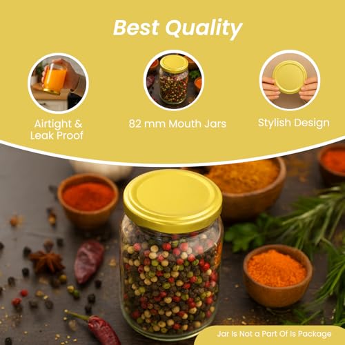 Machak Glass Jar Lids Only 82mm For 82 mm Mouth Jars (Golden, 12) - Image 2