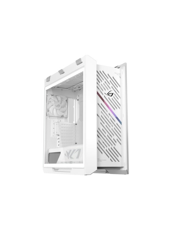 ASUS GX601 ROG Strix Helios II White Edition EATX Mid-Tower Gaming PC Case, Dual Tempered Glass, Aluminum Front, 4×140mm Fans, 420mm Radiator Support, USB-C 20Gbps, ARGB Lighting, Tool-Free, Large GPU & Custom Water Cooling Ready, White | 90DC00W3-B39000 - Image 1