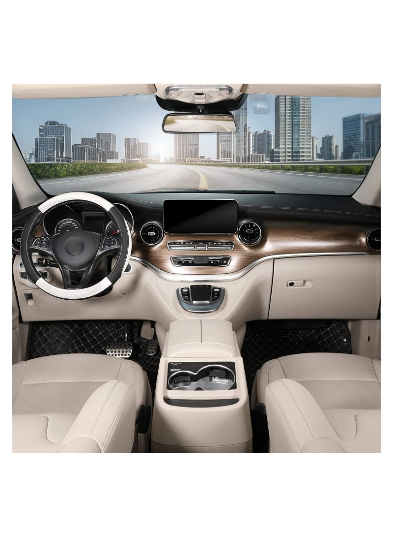 Excefore غطاء عجلة قيادة السيارة من الجلد غير القابل للانزلاق، غطاء عجلة قيادة السيارة من الألياف الدقيقة القابلة للتنفس، مناسب لجميع السيارات، مقاس 15 بوصة، غطاء مريح ومريح - Image 5