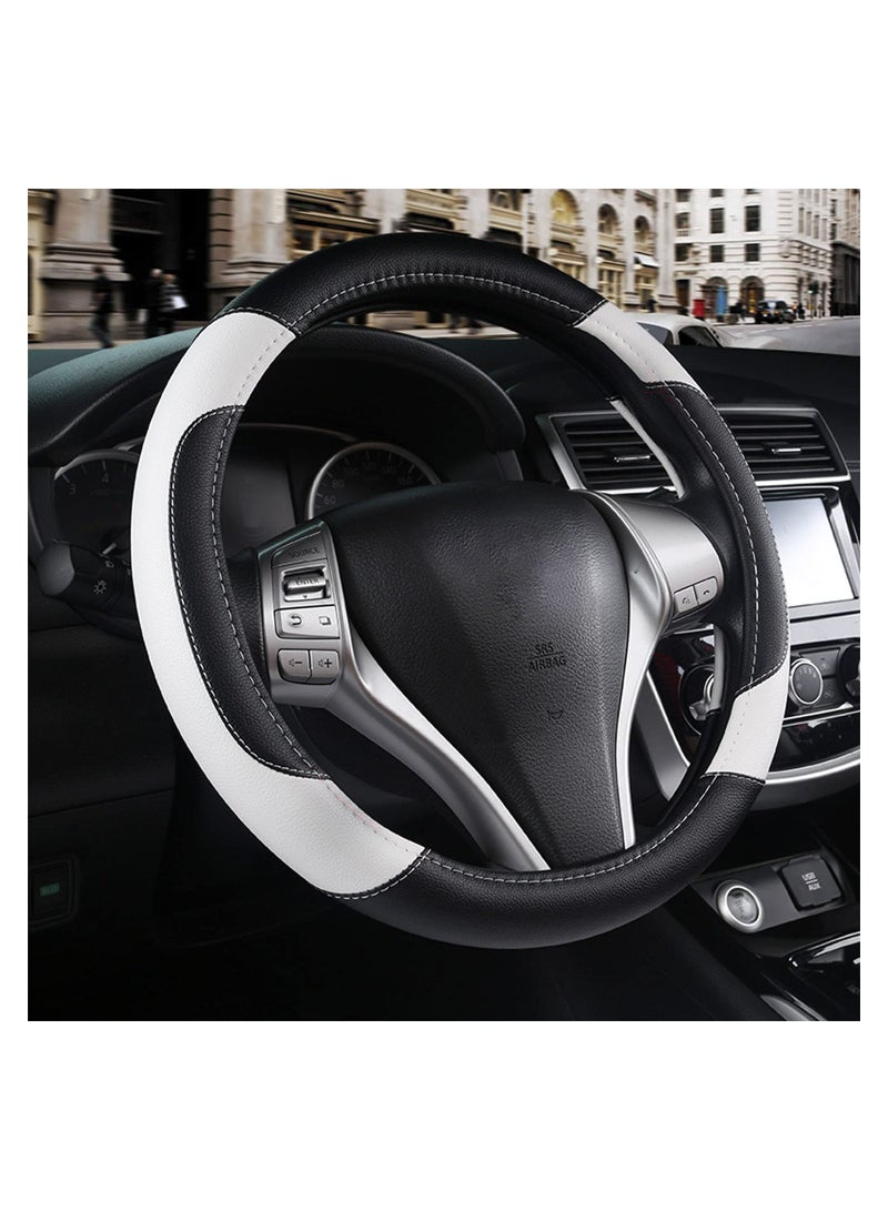 Excefore غطاء عجلة قيادة السيارة من الجلد غير القابل للانزلاق، غطاء عجلة قيادة السيارة من الألياف الدقيقة القابلة للتنفس، مناسب لجميع السيارات، مقاس 15 بوصة، غطاء مريح ومريح - Image 1