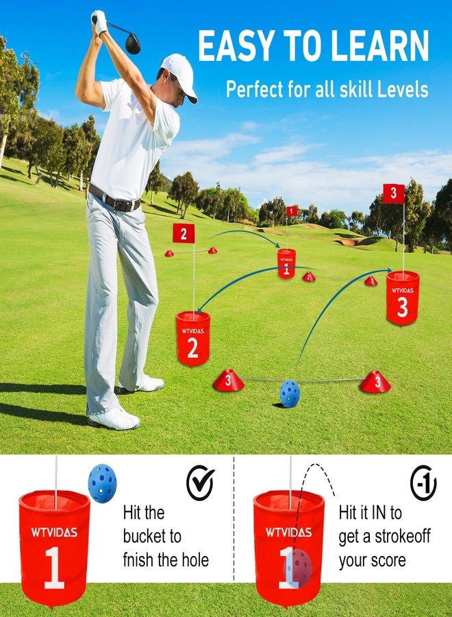 WTVIDAS Bucket Golf Yard Games 9 Hole Bundle - Outdoor Golf Games for All Ages.Play Outdoors, Yards, Beach, Park, Backyard. Includes 2 Right-Handed Clubs - Image 5