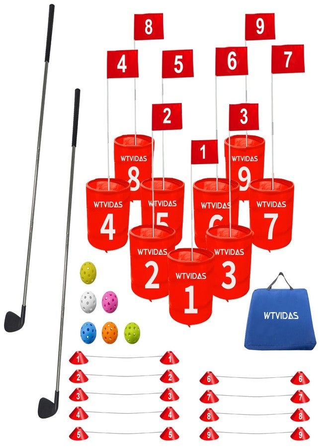 WTVIDAS Bucket Golf Yard Games 9 Hole Bundle - Outdoor Golf Games for All Ages.Play Outdoors, Yards, Beach, Park, Backyard. Includes 2 Right-Handed Clubs - Image 1