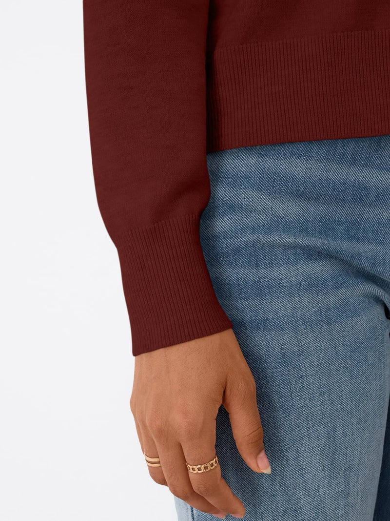 Trendy Queen Cardigan Sweaters for Women Lightweight Cropped Crew Neck Outfits Fall Fashion 2026 Spring Clothing Burgundy L - Image 5