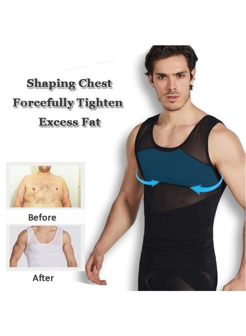 Generic Men Chest Compression Vest Body Shaper Sleeveless Posture Corrector Slimming Tummy Control Waist Trimmer Mesh Tops Compression Shirt for Men Slimming Undershirt Body Shaper Tank top Shapewear Vest  - Image 5
