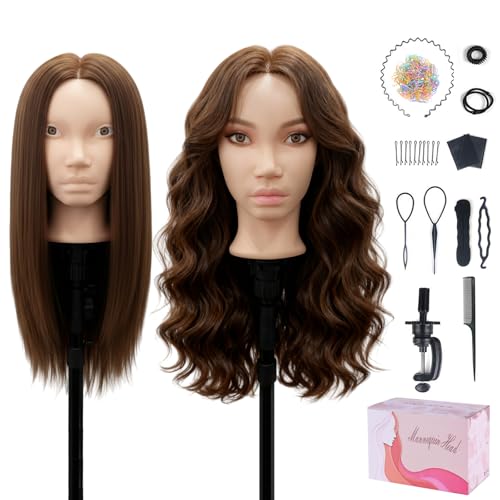 Beauty Star Mannequin Head with 80 Real Human Hair Beauty star 26 Cosmetology Manikin Head Doll Head for Hair Styling to Practice on Hairdressing Training Braiding Heads with Clamp Stand Holder Kit - Image 1