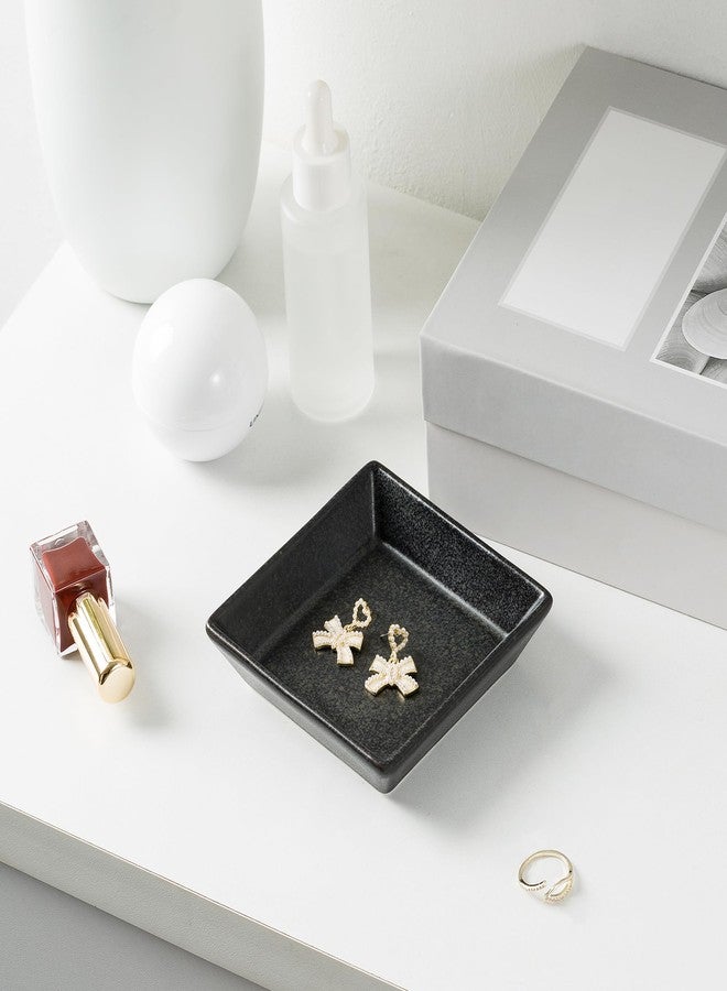 BEUNAIZER Jewelry Dish Tray, Ring Dish, Ceramic Trinket Tray, Key Bowl, Decorative Plate for Earrings Necklaces Watch, for Friends Sisters Daughter Mother (Square Black) - Image 3