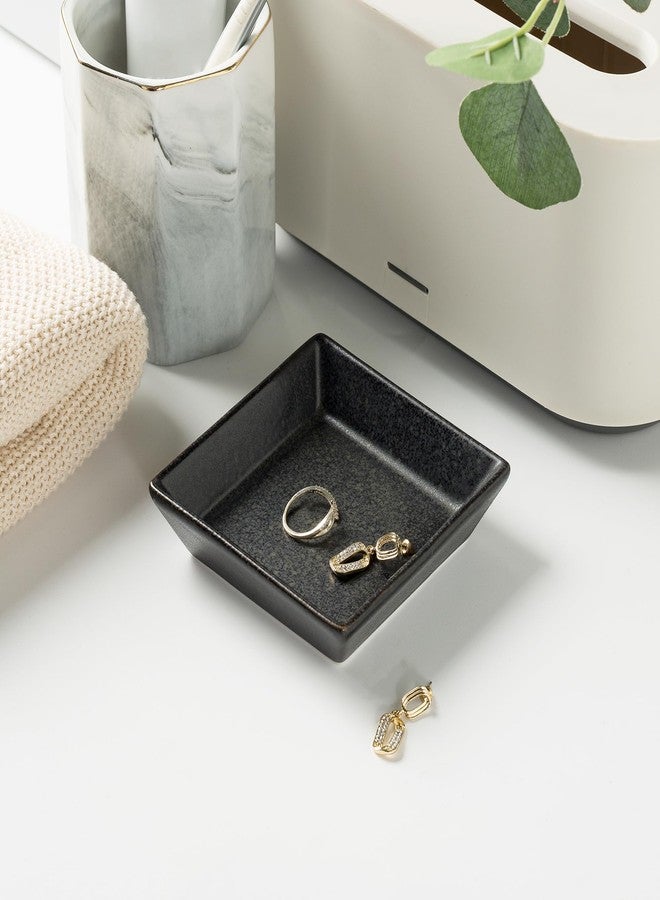 BEUNAIZER Jewelry Dish Tray, Ring Dish, Ceramic Trinket Tray, Key Bowl, Decorative Plate for Earrings Necklaces Watch, for Friends Sisters Daughter Mother (Square Black) - Image 4