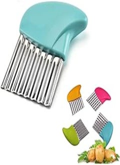 MXXGMYJ Crinkle Cutter Cutting Tool French Fry Slicer Potato Cutter Fruit Vegetable Wavy Chopper Knife Stainless Steel Random Color 1pcs 