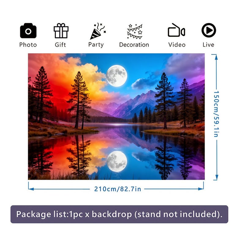 Moonlit Forest Lake Tapestry 320x240cm Large Printed Wall Hanging - Image 5
