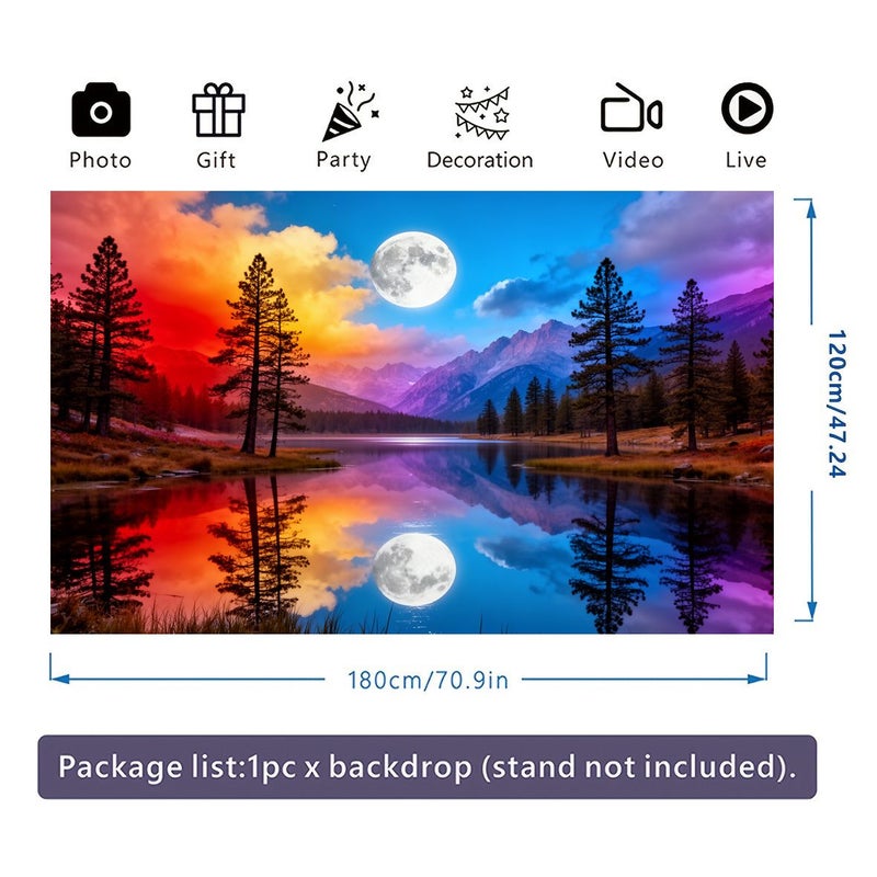 Moonlit Forest Lake Tapestry 320x240cm Large Printed Wall Hanging - Image 4