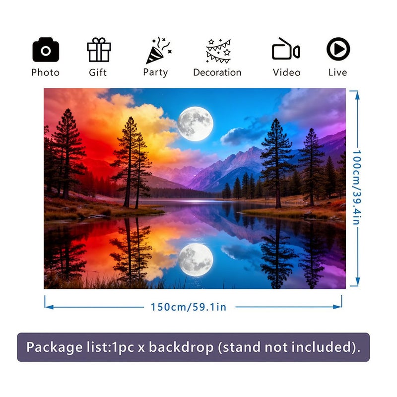 Moonlit Forest Lake Tapestry 320x240cm Large Printed Wall Hanging - Image 3