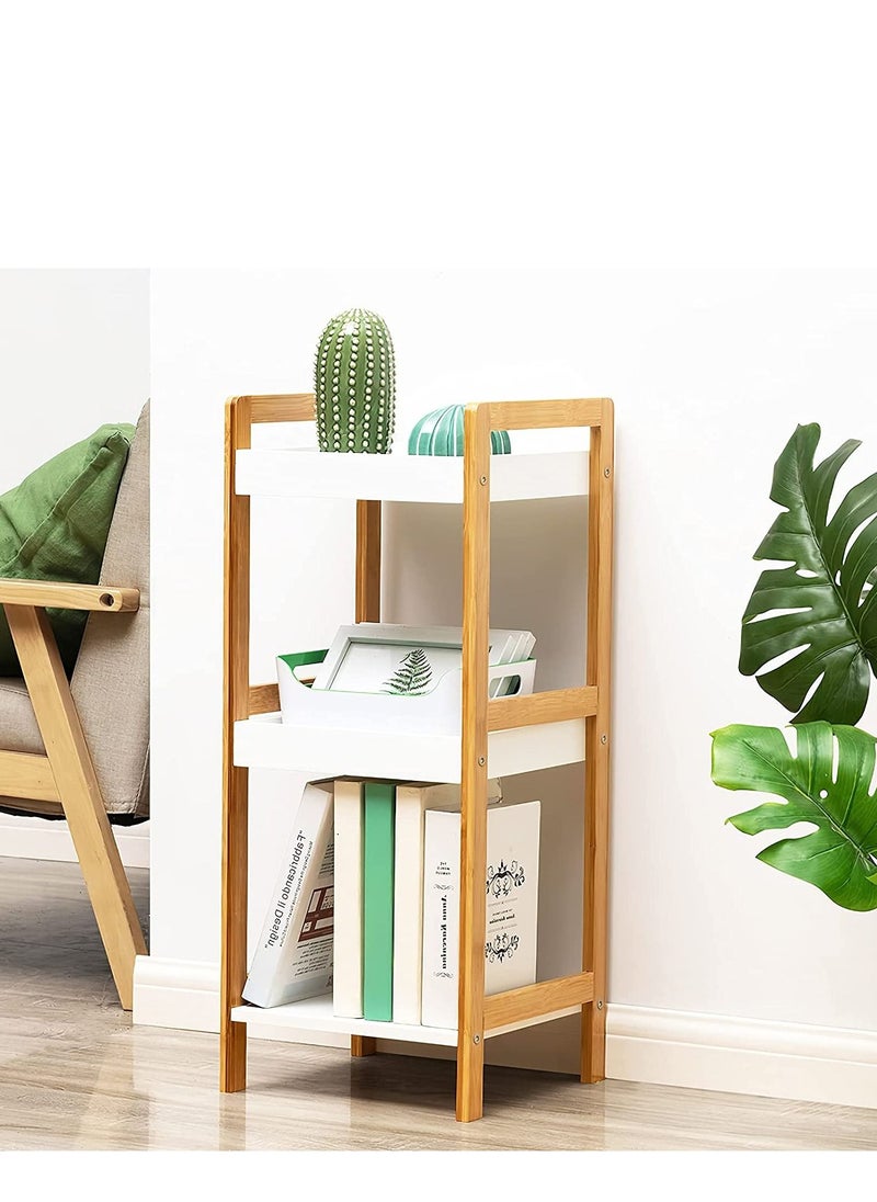 LINGWEI Bathroom Stand Wooden 3 Layer Corner Shelf Bathroom Organizer Kitchen Storage Stand Free Standing Sink Organizer  - Image 1