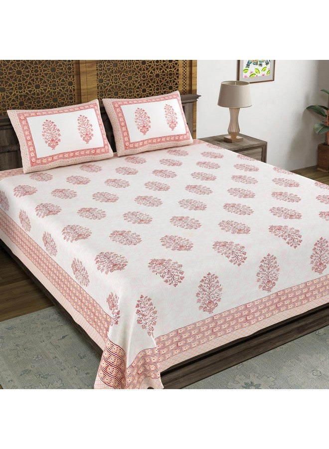 BLOCKS OF INDIA أغطية سرير ملكية من القطن 200 TC مطبوعة يدويًا (وعاء ماروني) من BLOCKS OF INDIA - Image 1
