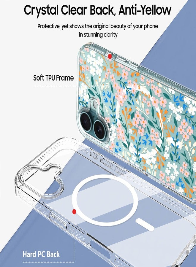 أو أو كيه جراب OOK المغناطيسي لهاتف iPhone 16 بتصميم زهور الكرمة [متوافق مع MagSafe] [حماية من السقوط بدرجة MIL بطول 10 أقدام] جراب شفاف ممتص للصدمات مع لمسات لهاتف iPhone 16 (6.1 بوصة) - Image 5