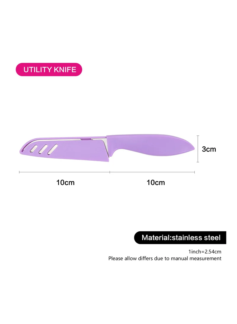 Fissman Utility Vegetable And Fruit Knife With Sheath  Purple 10cm