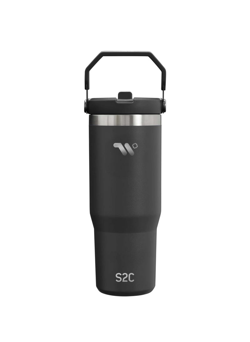 S2C 30oz Stainless Steel Tumbler with Handle & Straw – Double Wall Vacuum Insulated Travel Mug – Leak-Resistant, BPA-Free, Fits Car Cup Holder