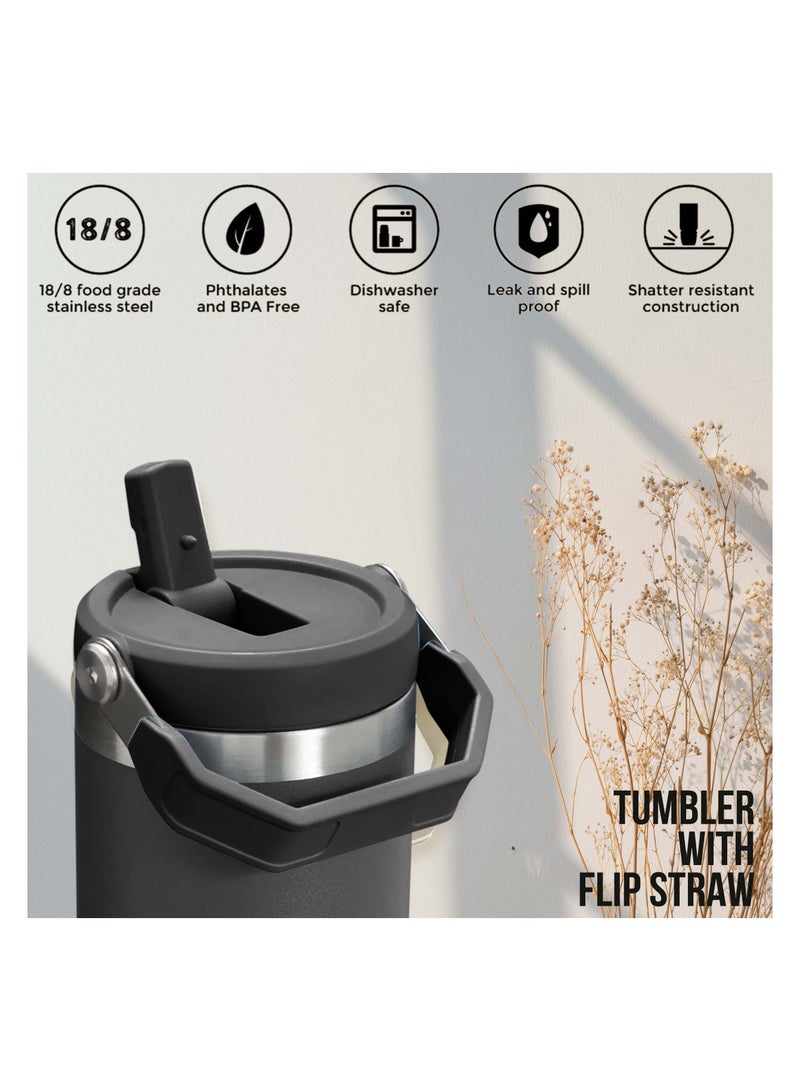 S2C 30oz Stainless Steel Tumbler with Handle & Straw – Double Wall Vacuum Insulated Travel Mug – Leak-Resistant, BPA-Free, Fits Car Cup Holder