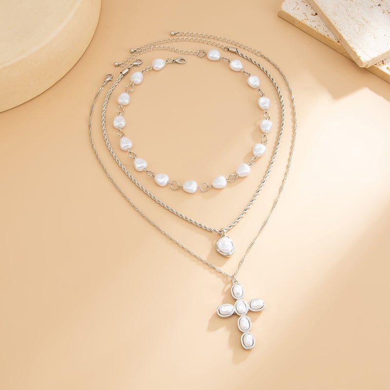 SHIXIN European and American Cross Pendant Necklace with Twisted Chain - Sweet Cool Style - Image 4