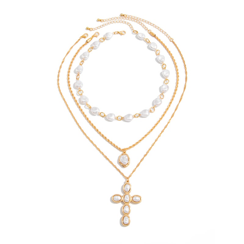 SHIXIN European and American Cross Pendant Necklace with Twisted Chain - Sweet Cool Style - Image 5