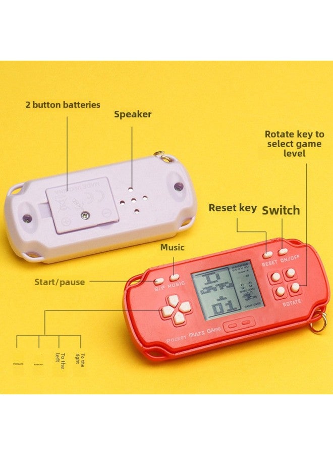 Mini Electronic Game Machine Classic Nostalgic Toy Tetris Game Keychain Ornaments Wholesale-Color:PSP Horizontal Game Machine-macaron Powder