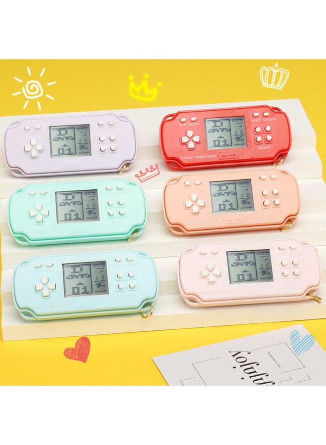 Mini Electronic Game Machine Classic Nostalgic Toy Tetris Game Keychain Ornaments Wholesale-Color:PSP Horizontal Game Machine-macaron Powder