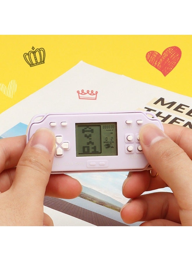 Mini Electronic Game Machine Classic Nostalgic Toy Tetris Game Keychain Ornaments Wholesale-Color:PSP Horizontal Game Machine-macaron Powder