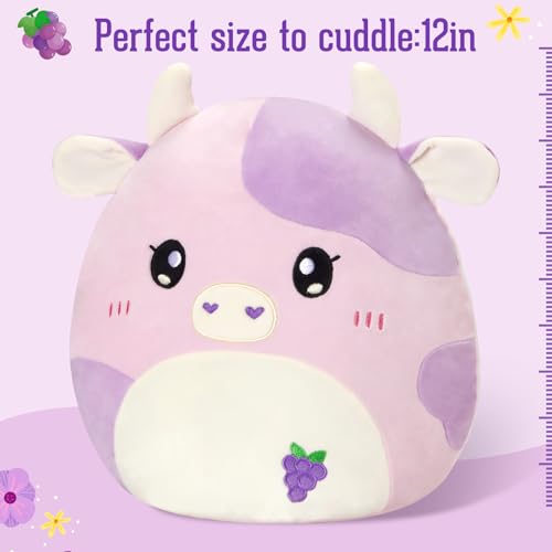 Glow Guards Grape Cow Plush Toy Cute Kawaii Cow Stuffed Animal Pillow Soft Purple Cuddle Toy 12 - Image 5