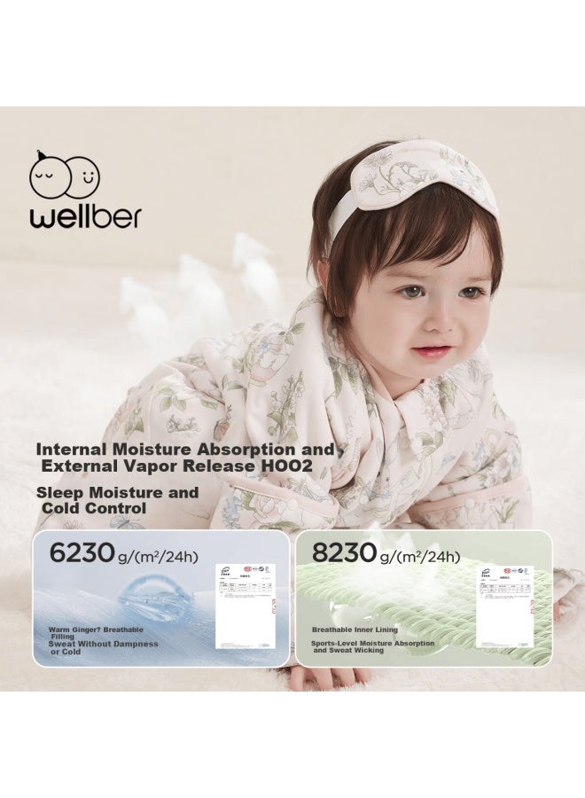 Wellber Infant Sleeping Bag 6-12 Months Baby One-piece Spring Autumn Bamboo Cotton Removable Sleeve Anti-kick Quilt Qimeng S - Image 2