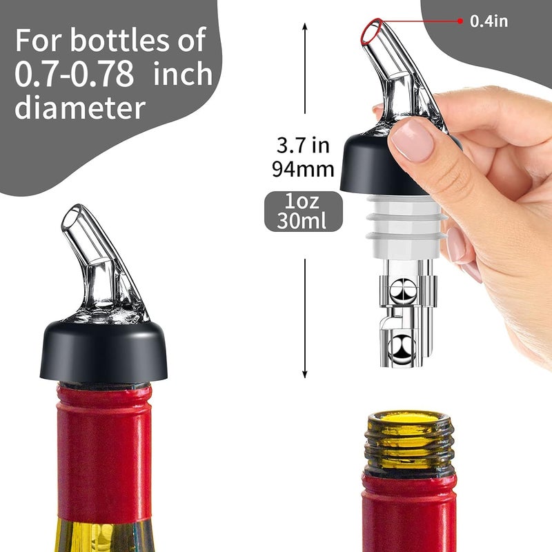 LINALL Automatic Measured Bottle Pourers Pack of 12 Liquor Bottle Pourers 1 oz (30 mL) Quick Shot Spirit Measure Wine Pourer Spouts Drinks Wine Cocktail Whiskey Dispenser Bartender Home Bar Tools (12pcs) - Image 3
