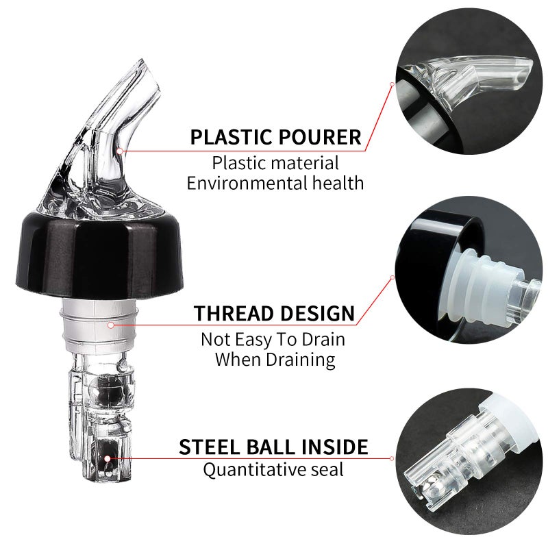 LINALL Automatic Measured Bottle Pourers Pack of 12 Liquor Bottle Pourers 1 oz (30 mL) Quick Shot Spirit Measure Wine Pourer Spouts Drinks Wine Cocktail Whiskey Dispenser Bartender Home Bar Tools (12pcs) - Image 2