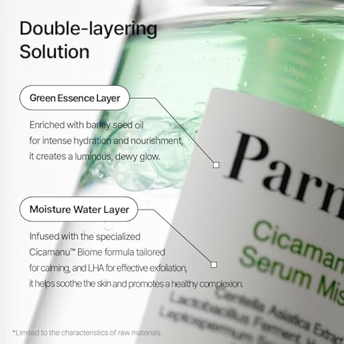 Parnell Cicamanu Serum Mist - Centella Asiatica, Hyaluronic Acid, Ceramide, LHA, Balancing Oil, Moisturizing and Soothing for Radiant Skin (1.69 Fl Oz / 50ml) - Image 2