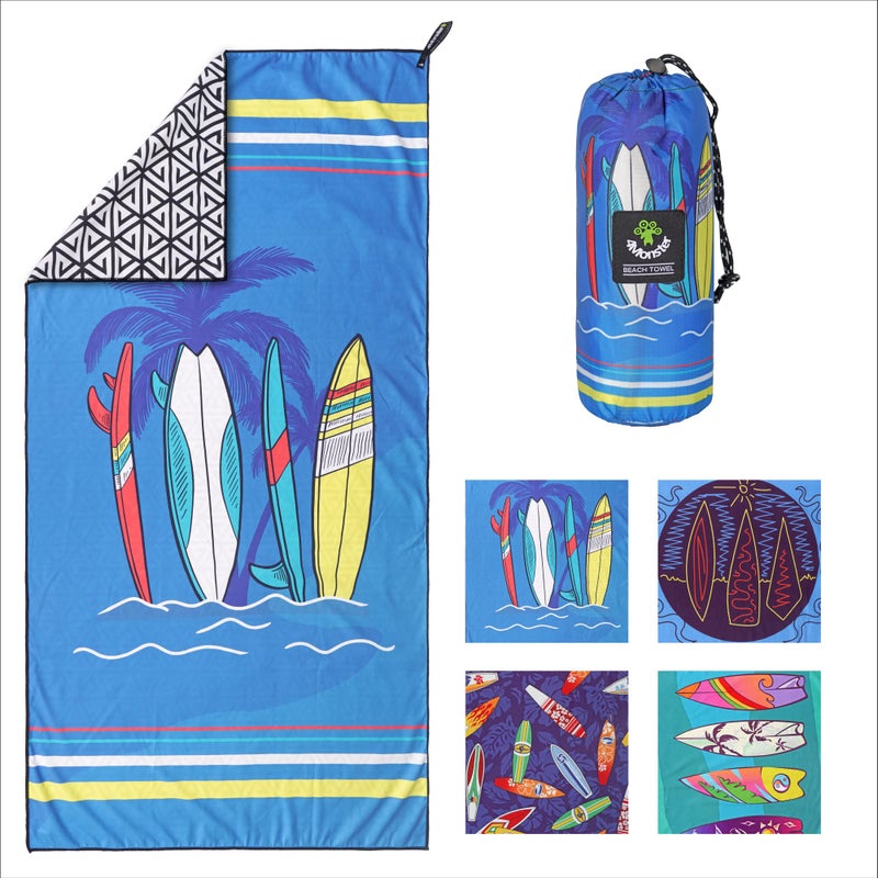 4Monster Microfiber Beach Towel Quick Dry,Super Absorbent Lightweight Travel Towel for Swimmers, Sand Free Camping Towel, Beach Towels for Pool,Swim,Water Sports,Yoga - Image 1