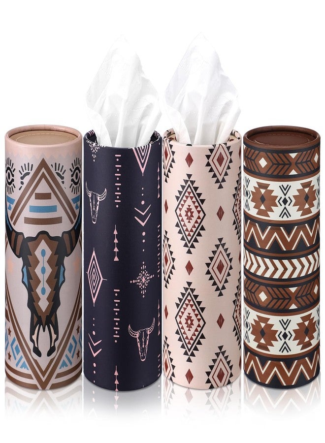 Yoande 4 Pack Car Tissue Holder with Facial Tissues Travel Tissue Tubes Box Round Cylinder Container for Car Cup Holder Home Bathroom Office Wedding Gifts Decor(Daisy) - Image 1