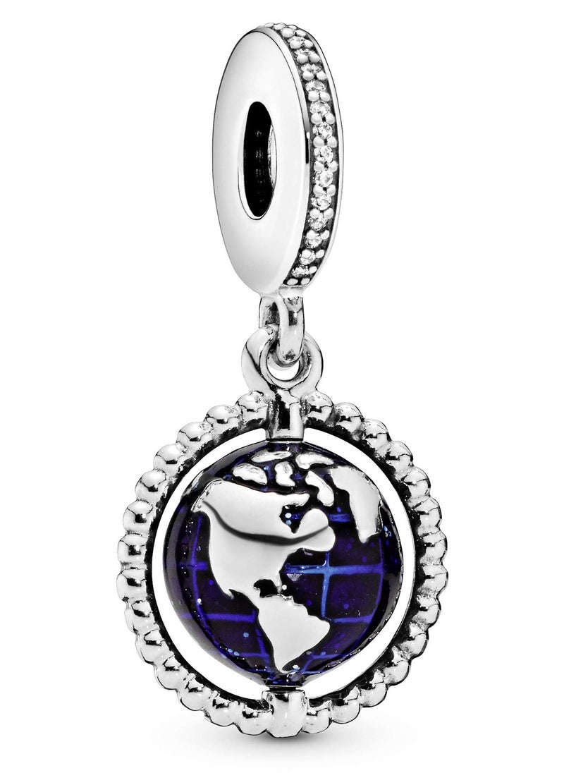 PANDORA - PANDORA Jewelry Spinning Globe Dangle Cubic Zirconia Charm in Sterling Silver - Image 1