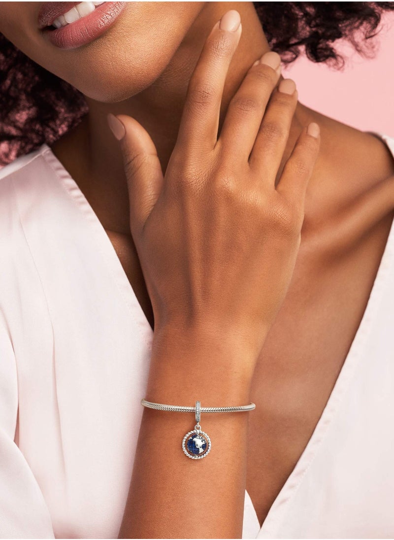 PANDORA - PANDORA Jewelry Spinning Globe Dangle Cubic Zirconia Charm in Sterling Silver - Image 1