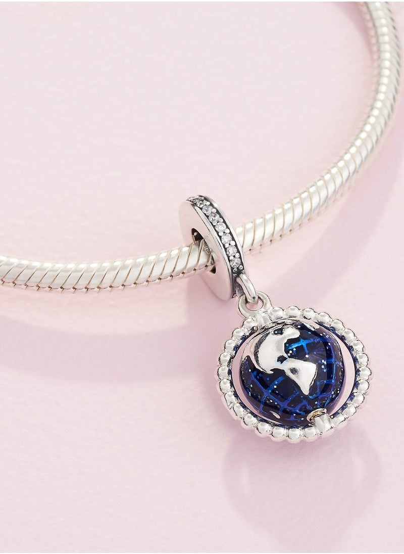PANDORA - PANDORA Jewelry Spinning Globe Dangle Cubic Zirconia Charm in Sterling Silver - Image 1
