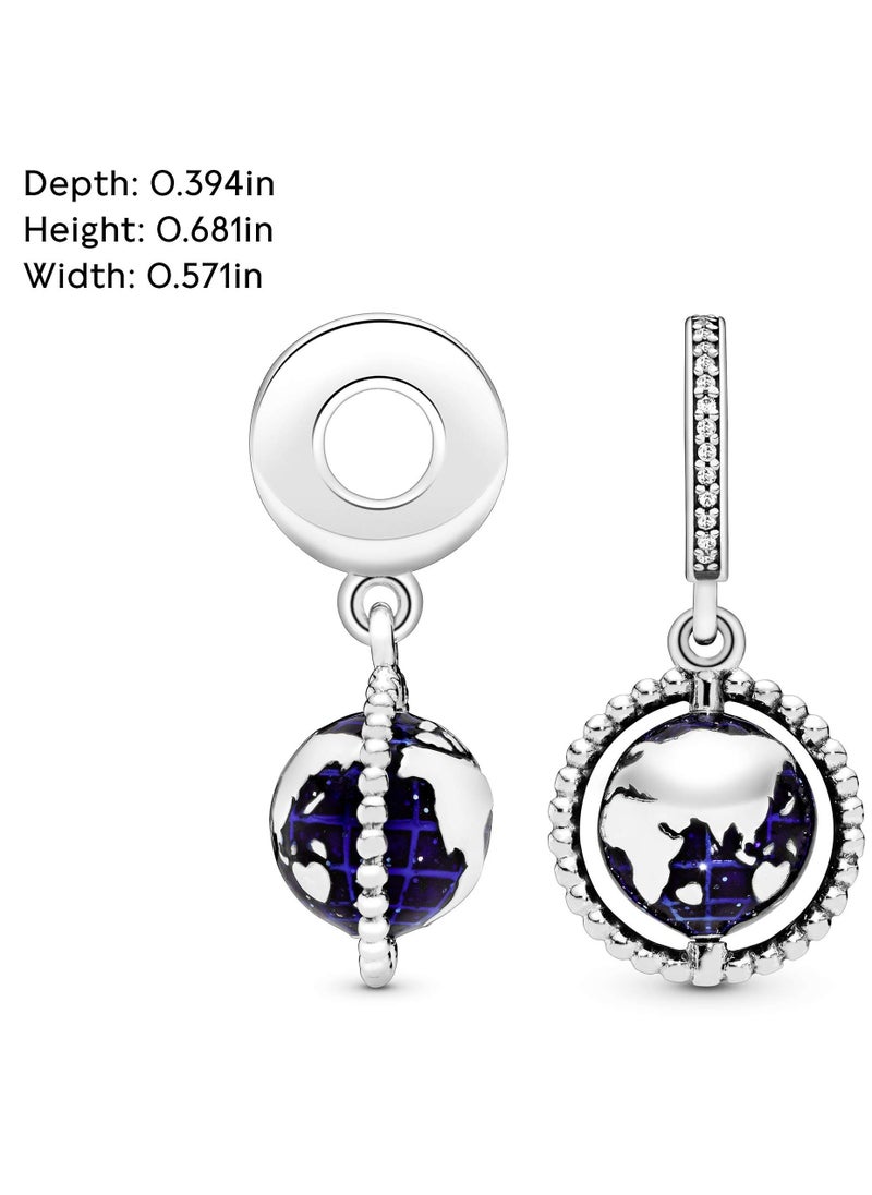 PANDORA - PANDORA Jewelry Spinning Globe Dangle Cubic Zirconia Charm in Sterling Silver - Image 1