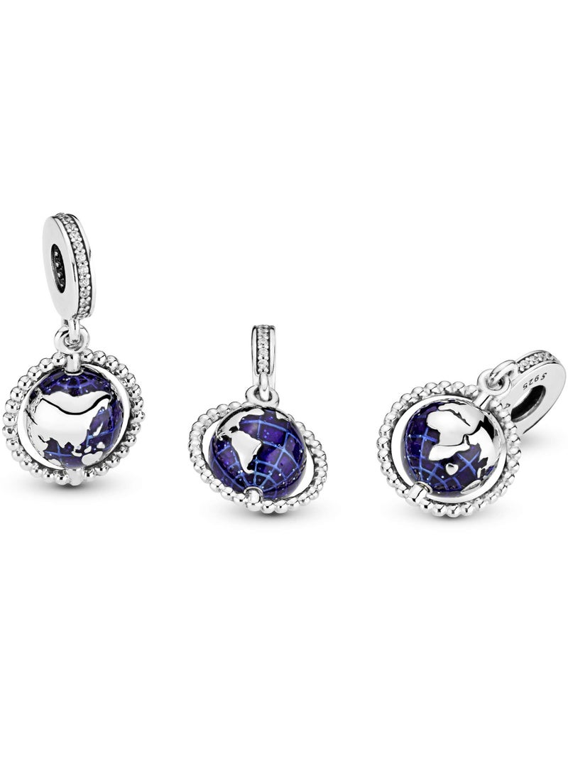 PANDORA - PANDORA Jewelry Spinning Globe Dangle Cubic Zirconia Charm in Sterling Silver - Image 1