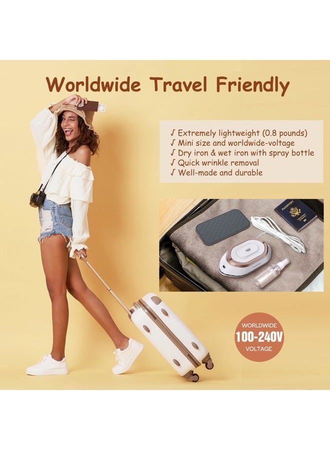 Newbealer Travel Iron with Dual Voltage - 120V/220V Mini Dry Iron for Clothes (No Steam), Non-Stick Ceramic Soleplate, 302℉ Heat Press Machine for Quilting & Sewing, 0.95lbs Lightly (Gold) - Image 2