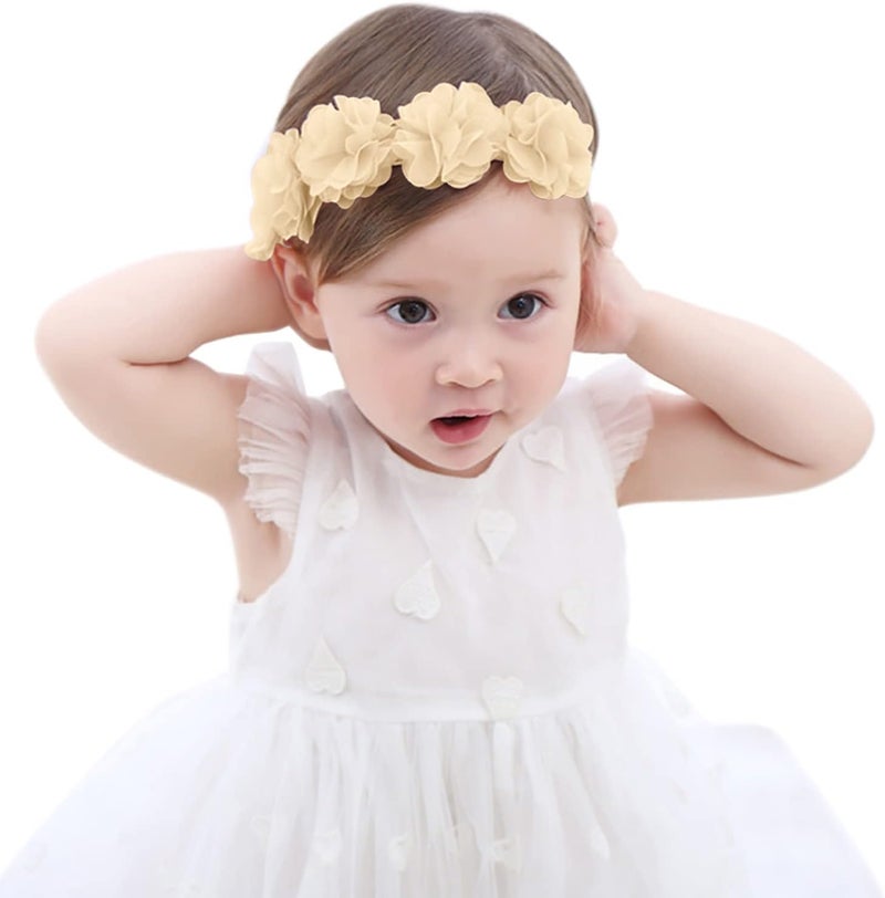 Fmeida Baby Girls Headbands for 4-24M | Soft Flower Crown (Fits 14.96"-18.89" Head) - Image 1