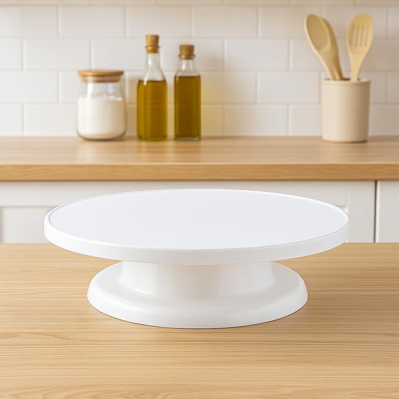 Fitto White Rotating Cake Stand - 360° Rotating Cake Turntable for Decorating, Frosting, and Display - Non-Slip, Easy-Clean Surface - Ideal for Cakes, Cupcakes, Desserts, Baking Enthusiasts - Image 2