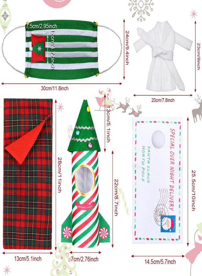 Aoriher 6 Pcs Christmas Doll Accessories Set with Envelope Clothing, Rocket Clothing, Sleeping Bag, Bathrobe, Hammock, Pillow for Doll Decorations - Image 3