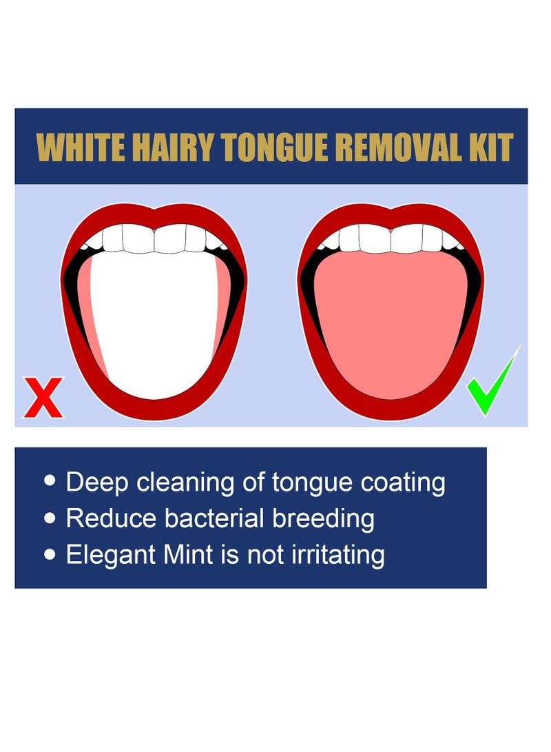 Jaysuing White hair tongue removal kit, tongue scraper cleaning kit, tongue cleaning gel with cleaning brush to freshen breath - Image 4