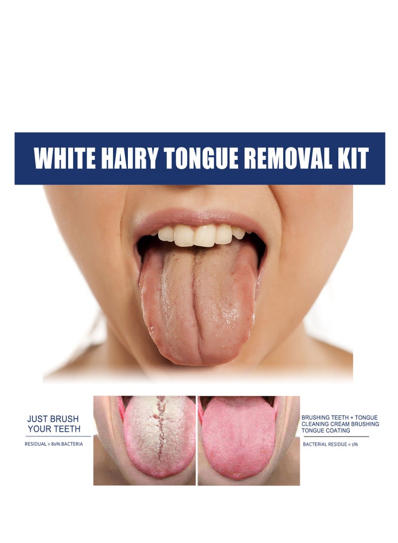 Jaysuing White hair tongue removal kit, tongue scraper cleaning kit, tongue cleaning gel with cleaning brush to freshen breath - Image 3