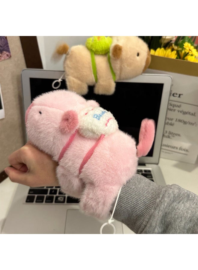 Outlet Sports Capybara Snap Ring Bracelet Tail Can Turn Internet Red Capibala Doll-Specifications:Sports Snap Ring Pink (the Tail Can Be Rotated)-Color:Kapibala Wrist-mink Fabric  - Image 1